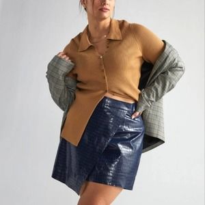 Anthropologie Porridge Size XL Asymmetrical Faux Leather Mini Skirt